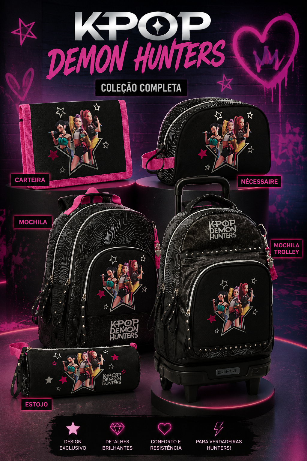 Coleção escolar Energy K-POP Demon Hunters