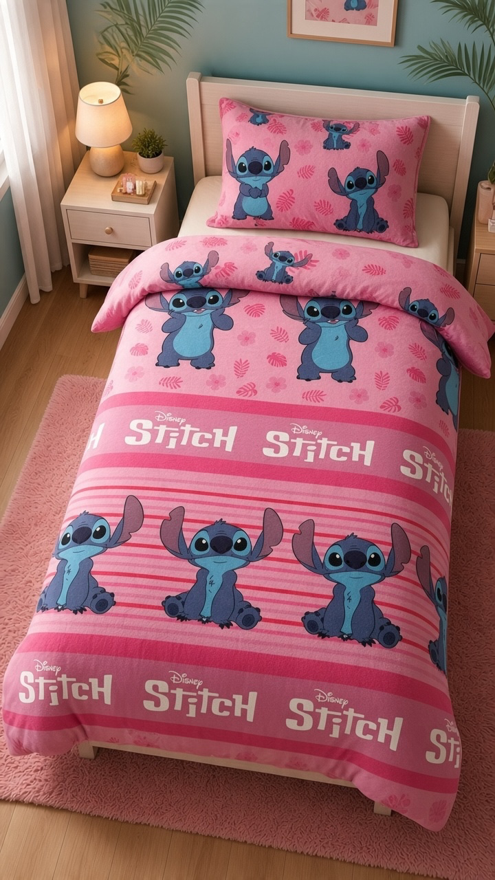Juego de sábanas Coralina Stitch Rosa