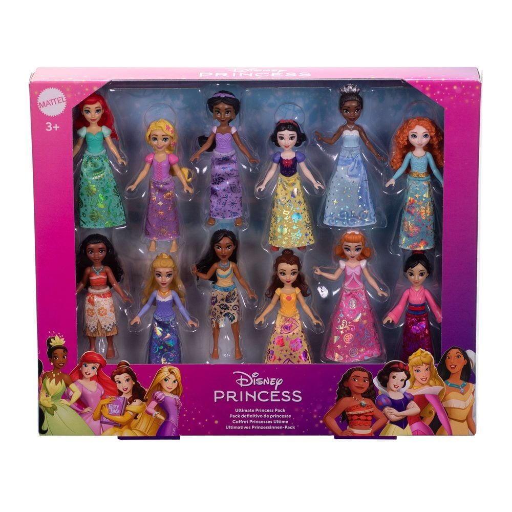 Conjunto de 12 Mini Bonecas Princesas Disney