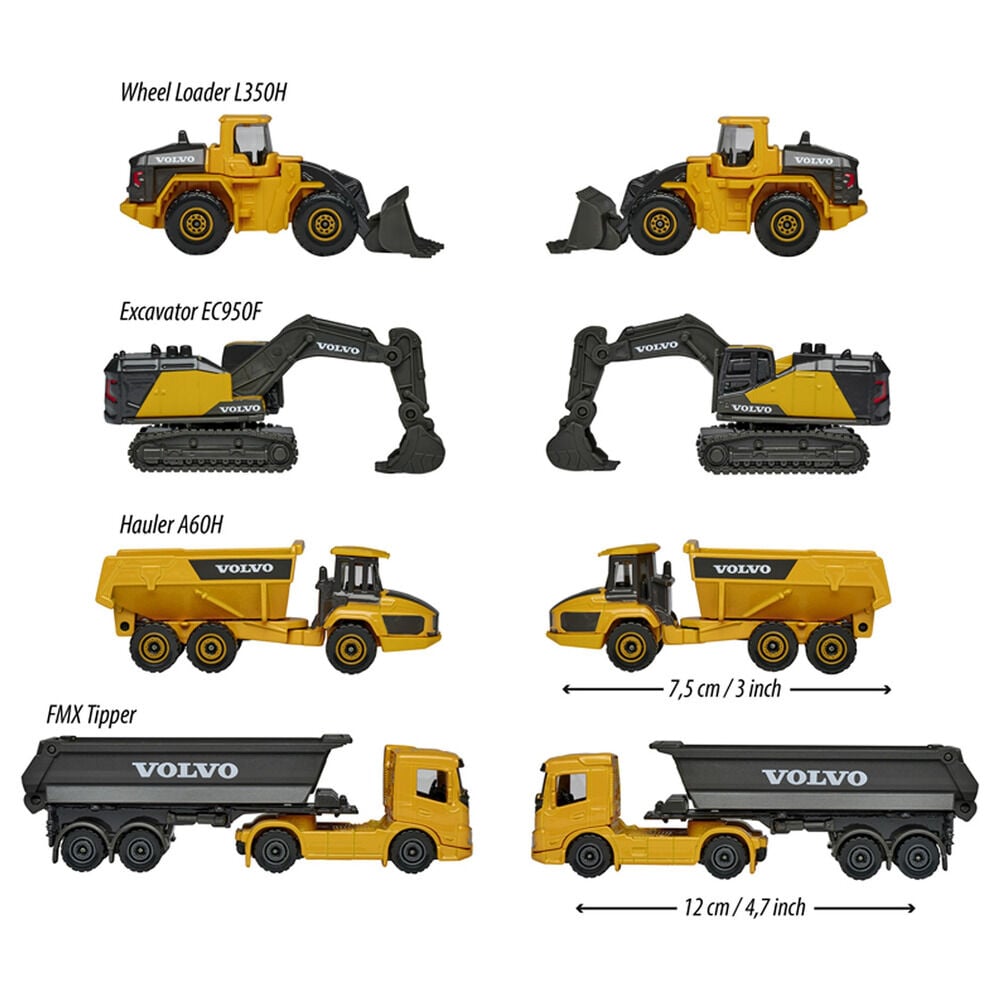 Conjunto de 5 Veículos de Construção Volvo Majorette