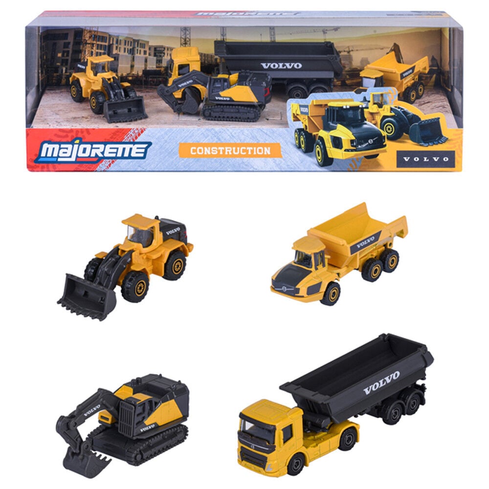 Conjunto de 5 Veículos de Construção Volvo Majorette