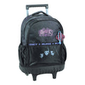 Trolley escolar preto Bag K-POP Demon Hunters com 3 compartimentos 46cm