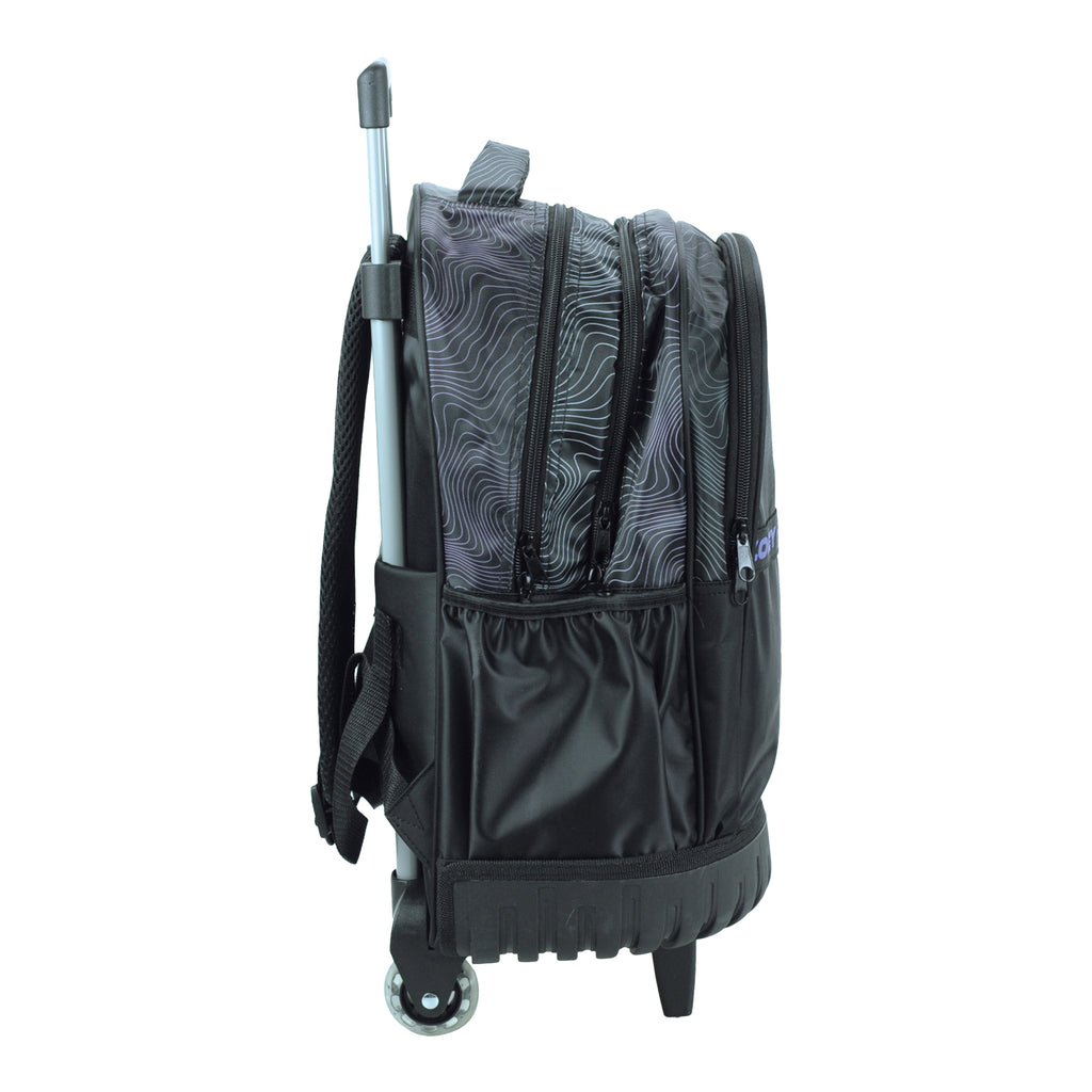 Trolley escolar preto Bag K-POP Demon Hunters com 3 compartimentos 46cm