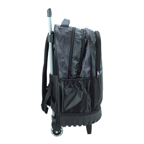 Trolley escolar preto Bag K-POP Demon Hunters com 3 compartimentos 46cm