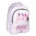 Mochila escolar dupla rosa K-POP Demon Hunters com 3 compartimentos 46cm