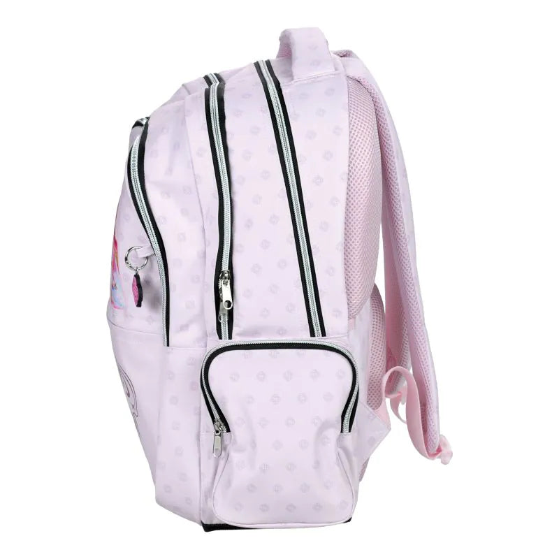 Mochila escolar dupla rosa K-POP Demon Hunters com 3 compartimentos 46cm