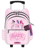 Trolley escolar rosa Bag K-POP Demon Hunters com 3 compartimentos 46cm