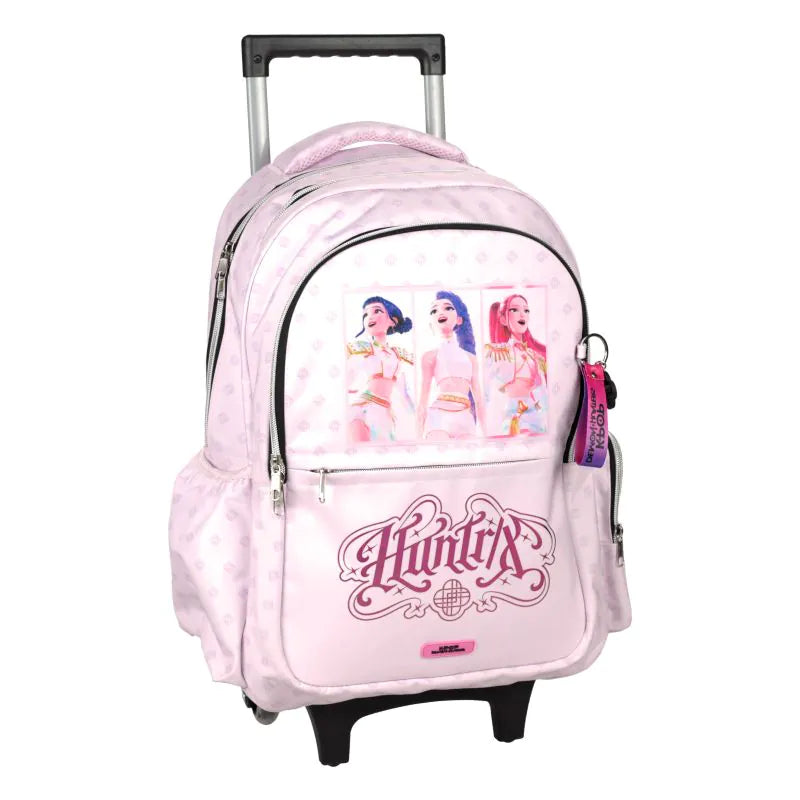 Trolley escolar rosa Bag K-POP Demon Hunters com 3 compartimentos 46cm