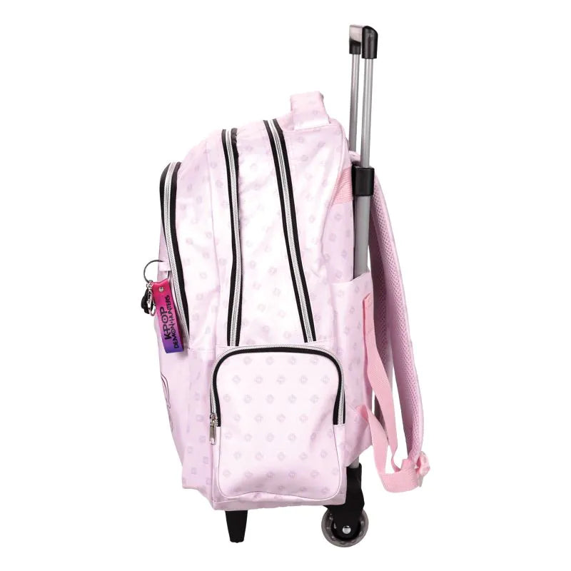Trolley escolar rosa Bag K-POP Demon Hunters com 3 compartimentos 46cm