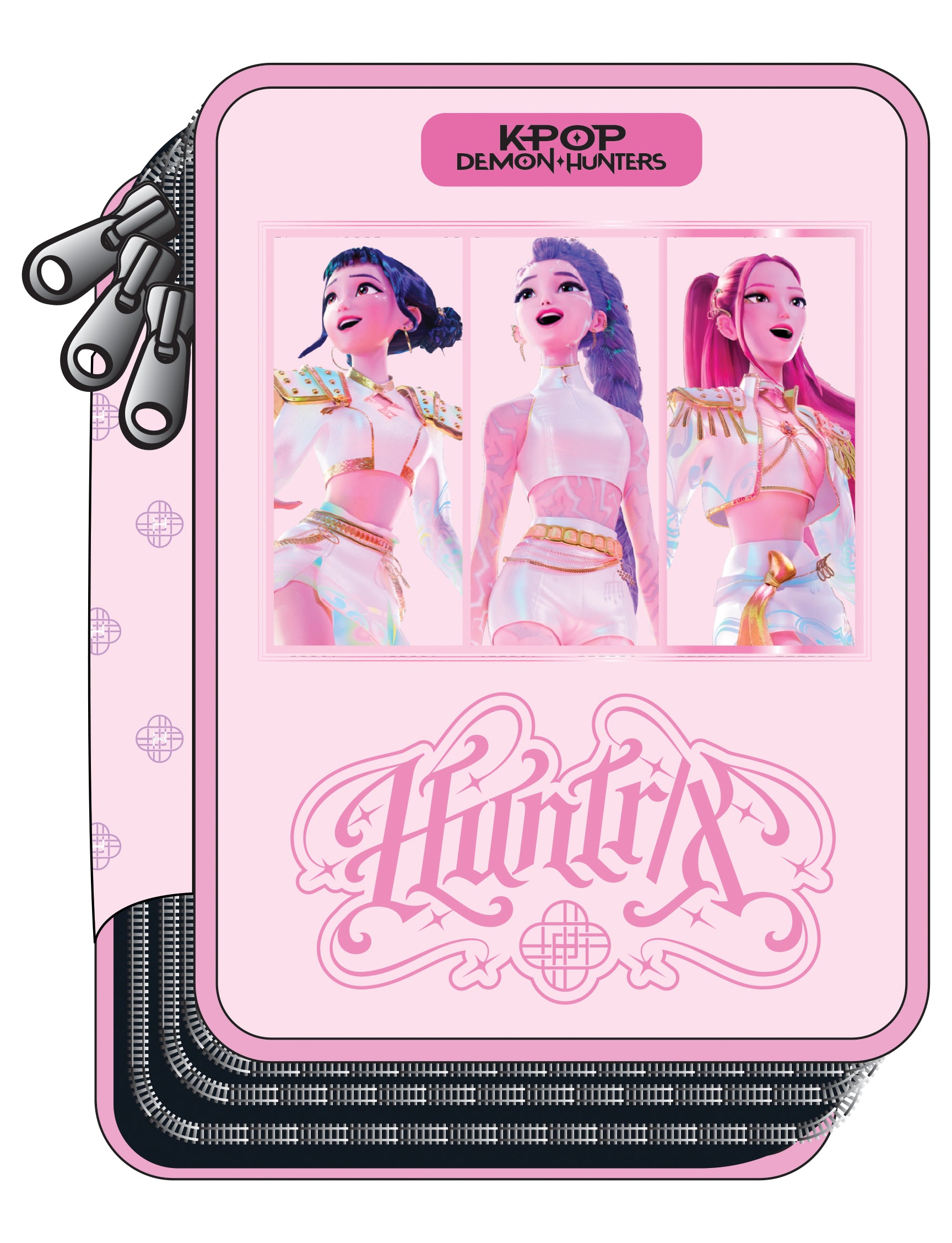Estojo triplo rosa K-POP Demon Hunters completo