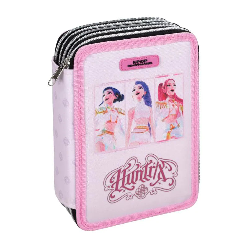Estuche triple rosa K-POP Demon Hunters completo