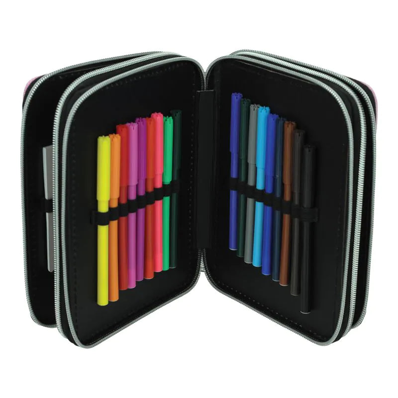 Estuche triple rosa K-POP Demon Hunters completo
