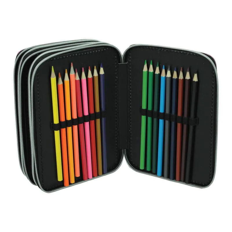 Estuche triple rosa K-POP Demon Hunters completo