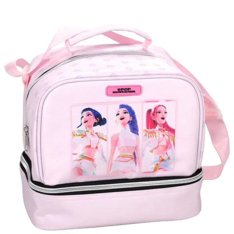Lancheira Térmica rosa K-POP Demon Hunters com 2 compartimentos 21cm