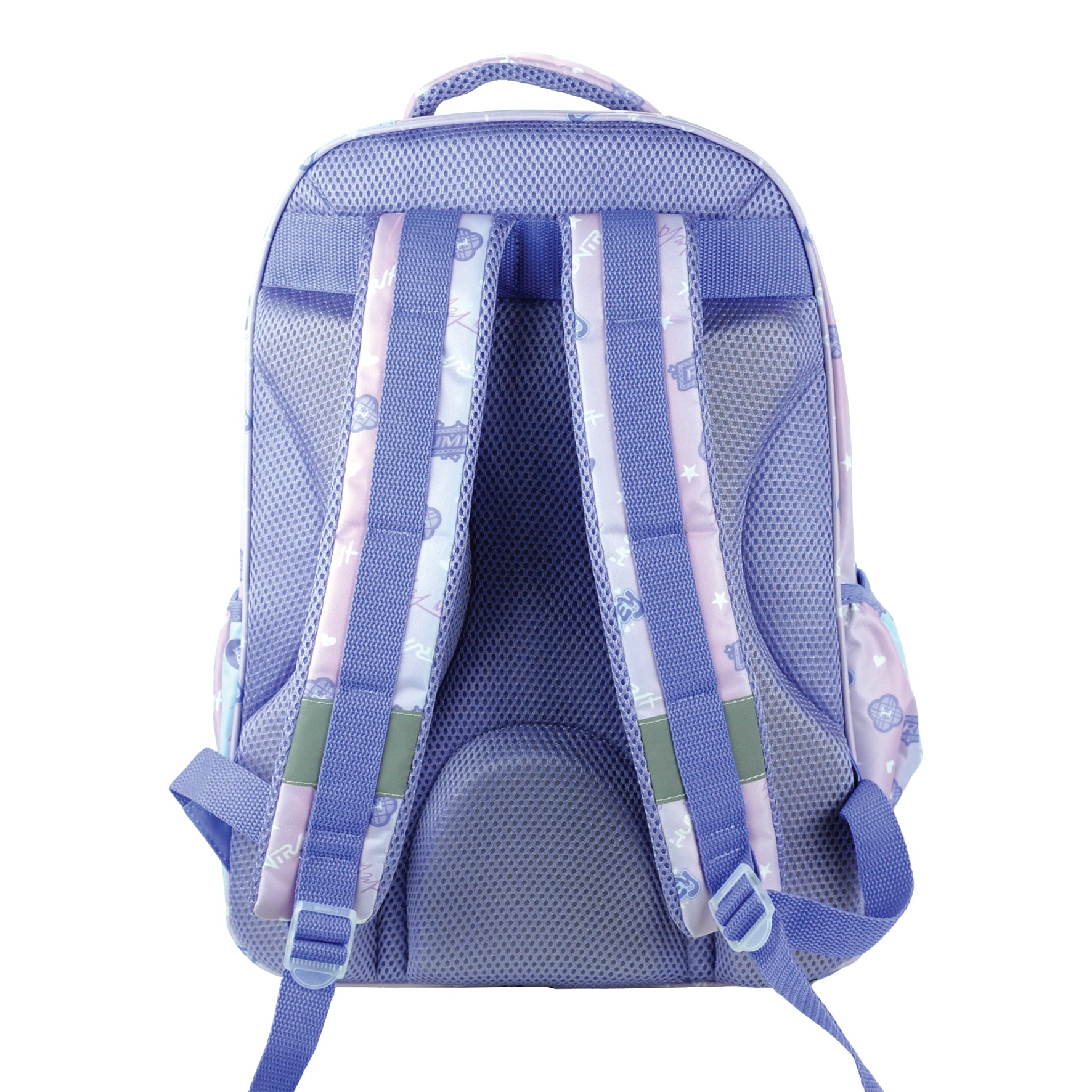 Mochila escolar lilás K-POP Demon Hunters com 3 compartimentos 46cm