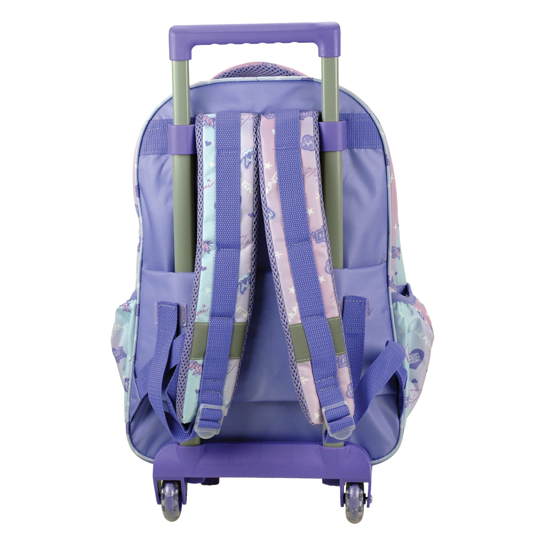 Trolley escolar lilás Bag K-POP Demon Hunters com 3 compartimentos