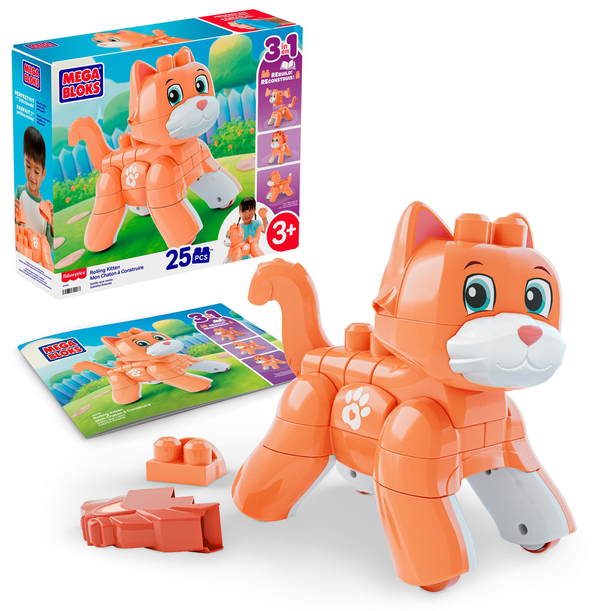 Gatinho com Rodas MEGA Bloks 3 em 1 — 25 Blocos — imagem 1