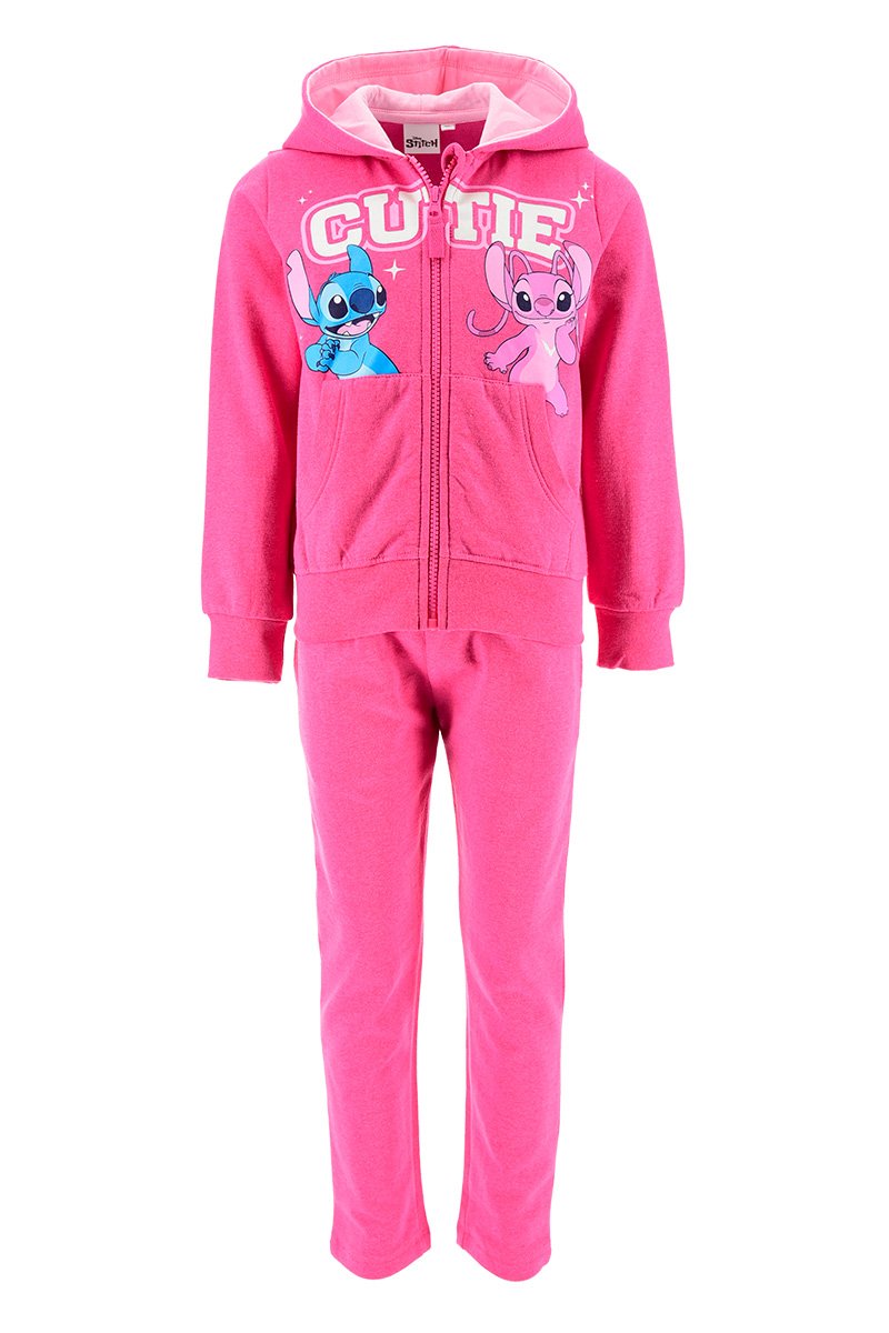 Fato de Treino Stitch & Angel Rosa com Capuz – Outono/Inverno