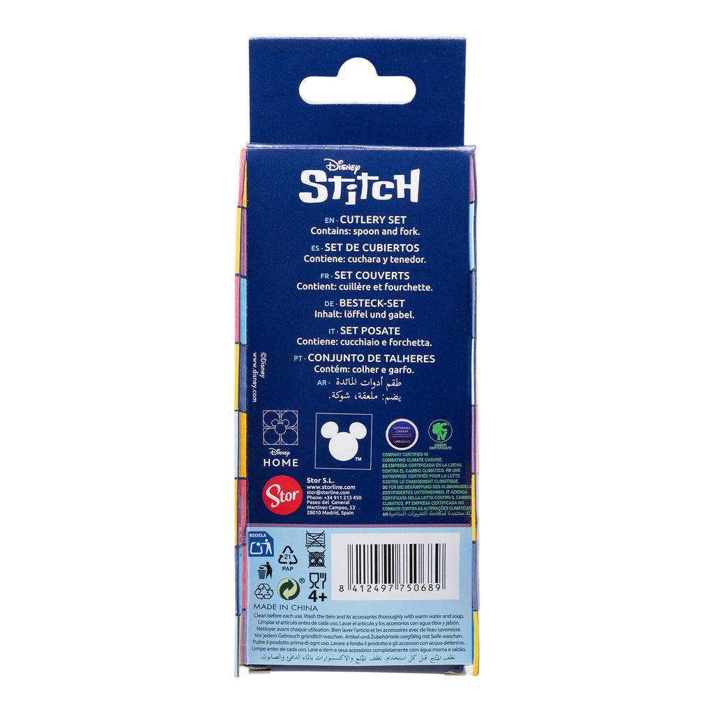 Conjunto talheres em metal (colher + garfo) Stitch Drawing