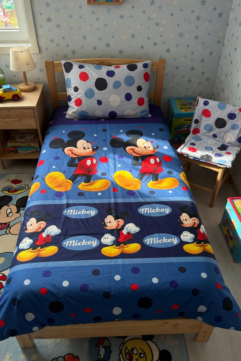 Jogo de lençóis Infantil Mickey Mouse Disney Azul com Bolinhas — imagem principal