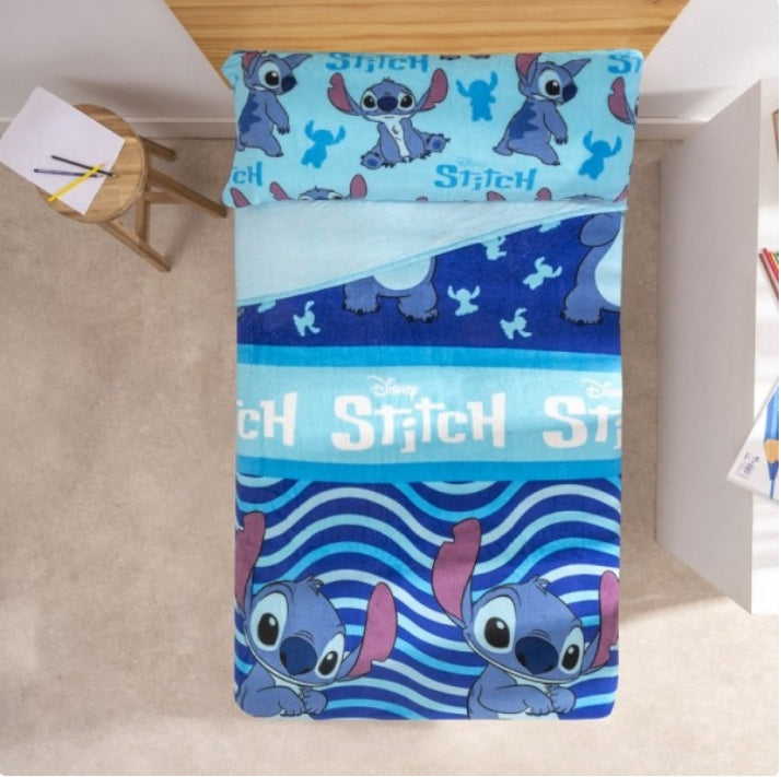 Jogo Cama Coralina Stitch Azul