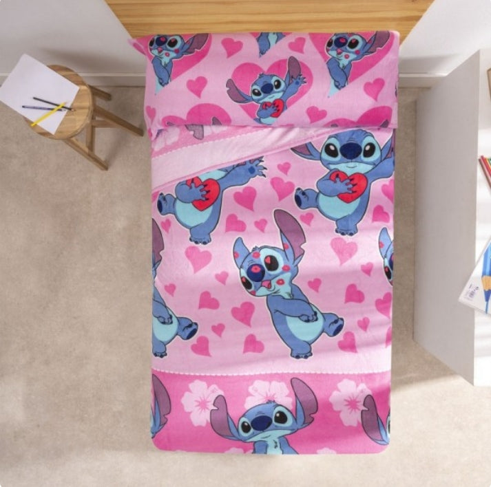 Jogo Cama Coralina Stitch Rosa