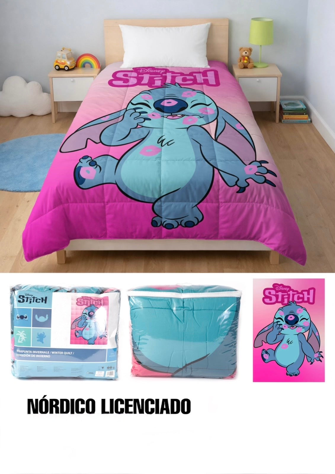 Edredão Stitch Rosa Disney