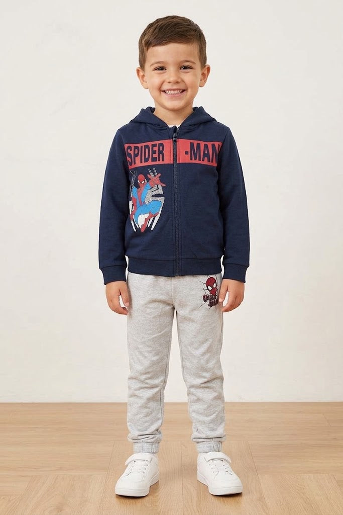 Fato de Treino Spider-Man Azul Marinho/Cinzento com Capuz – Outono/Inverno