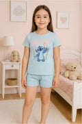 Pijama Stitch Infantil T-Shirt + Calções 100% Algodão