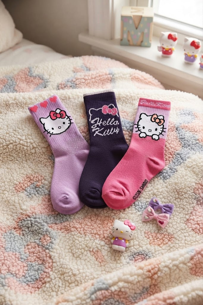 Pack de 3 Pares de Meias Desporto Hello Kitty – Venda Sortida