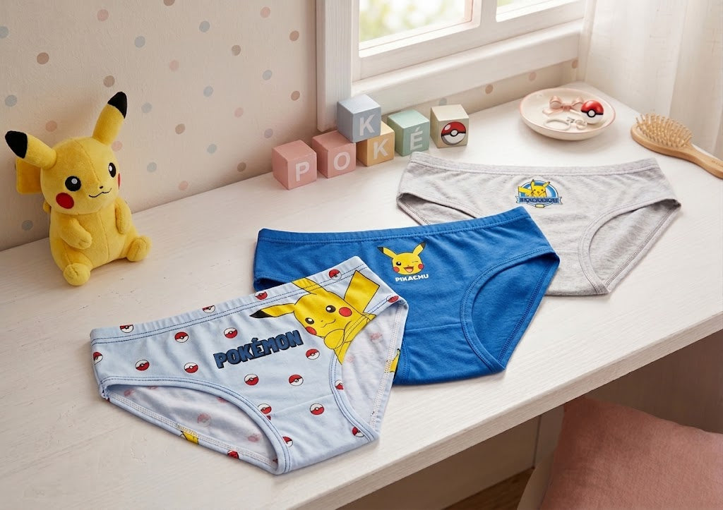 Pack de 3 Cuecas Infantis Pokémon – 100% Algodão
