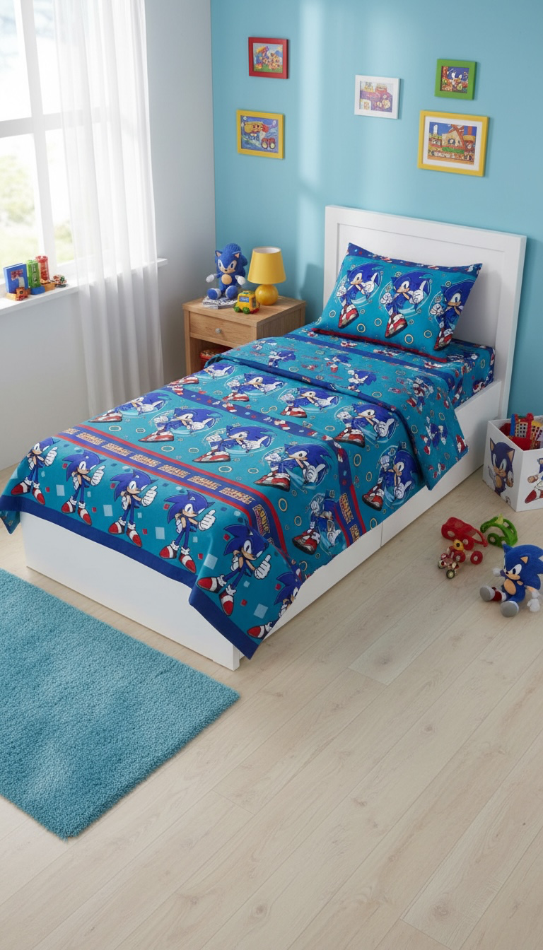 Jogo de lençóis Infantil Sonic - 100% algodão
