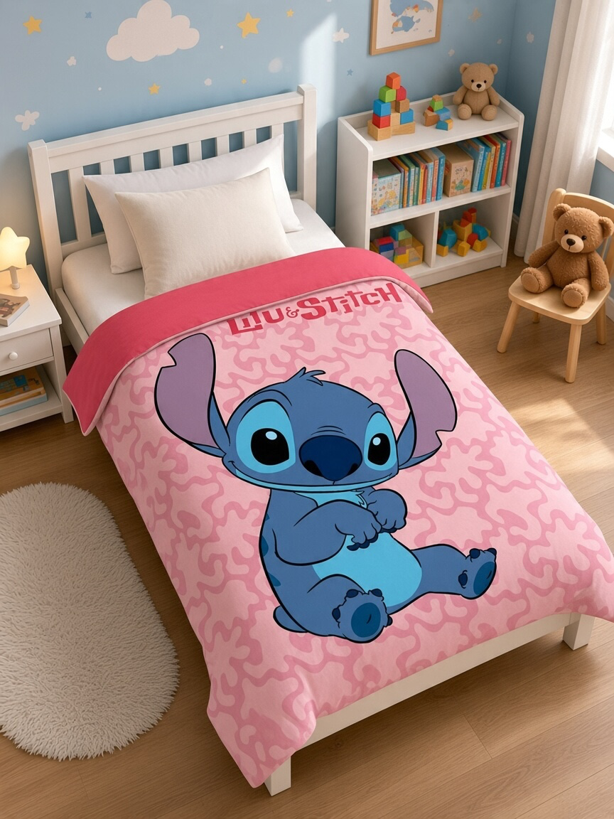 Edredão Nórdico Stitch Rosa Disney