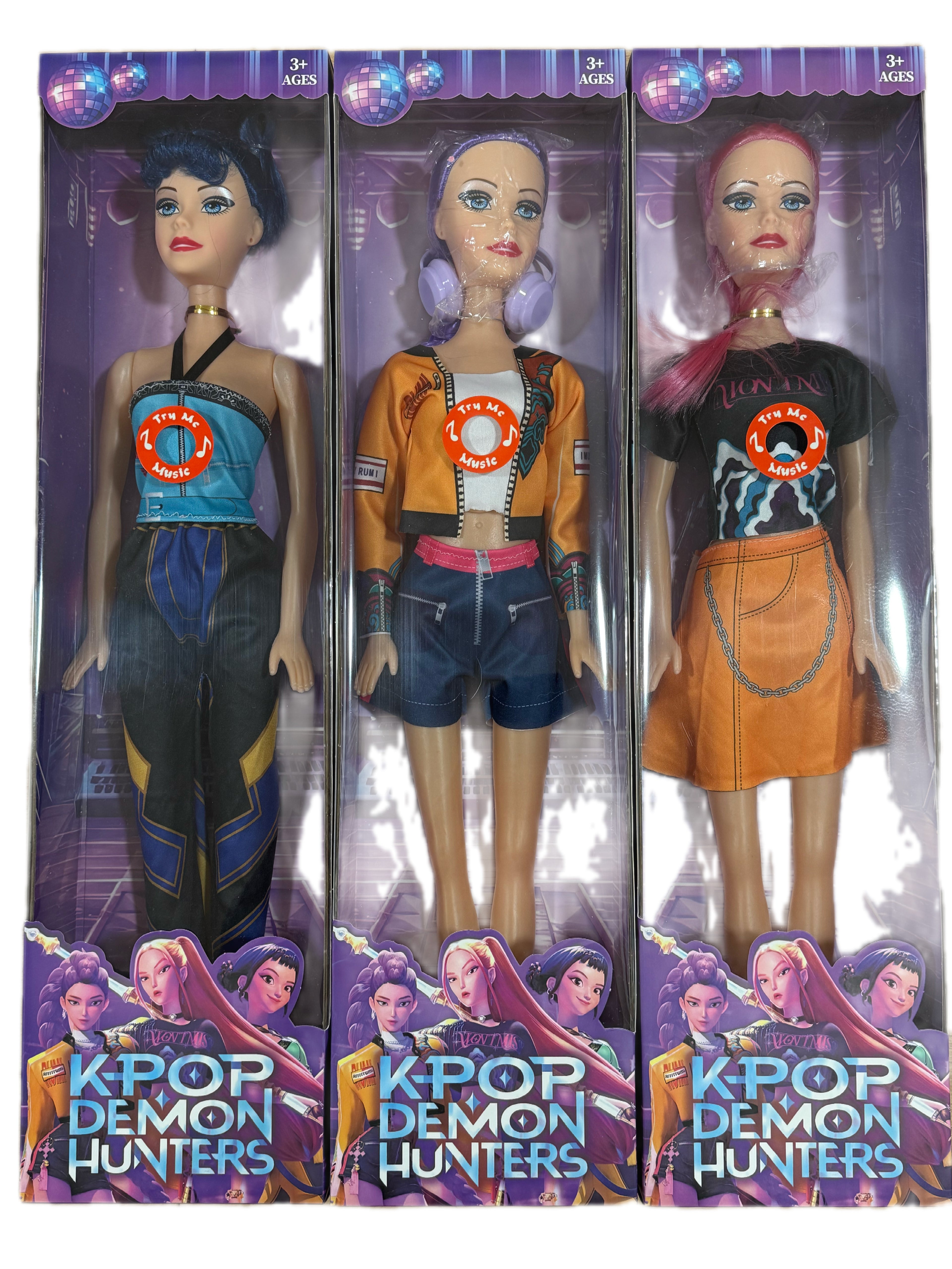 Conjunto de 3 Bonecas K-Pop Demon Hunters 60cm