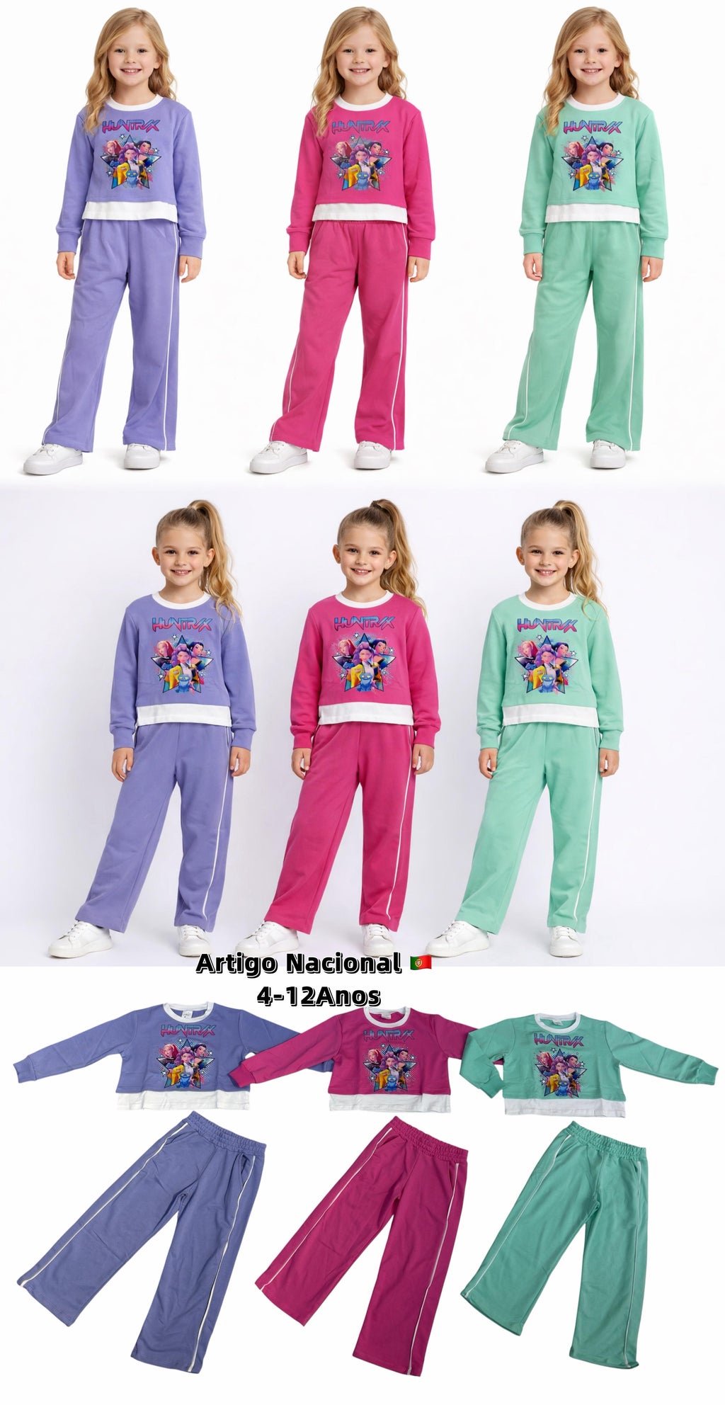 Chándal K-POP morado/verde/rosa – Primavera/Verano