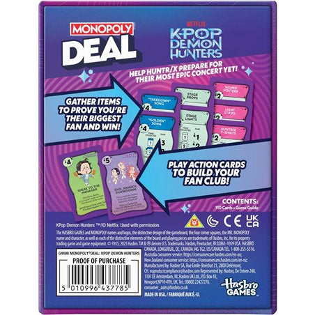 Monopoly Deal K-POP Demon Hunters (Inglês)
