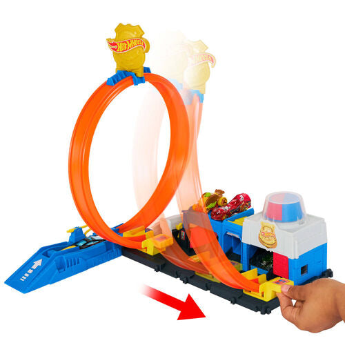 Pista Super Track de la Estación de Policía de la Ciudad de Hot Wheels