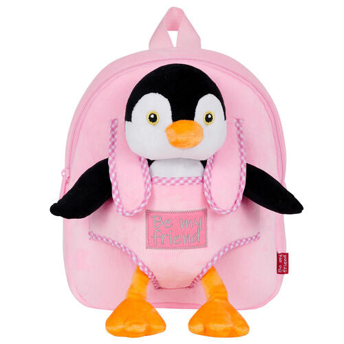 Mochila reversível + peluche Peggie Pinguino 27cm