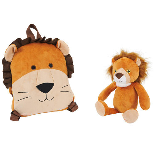 Mochila reversível + peluche Lenny Lion 25cm