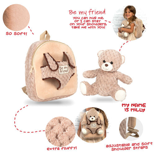 Mochila + peluche Ursinho Milly 26cm