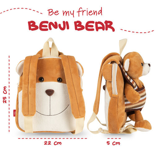 Mochila reversível + peluche Ursinho Benji 25cm