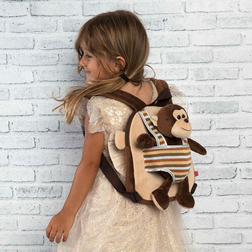 Mochila reversível + peluche Macaco Max 25cm