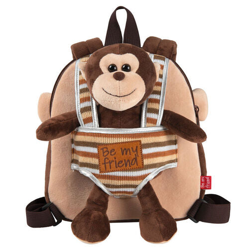 Mochila reversível + peluche Macaco Max 25cm
