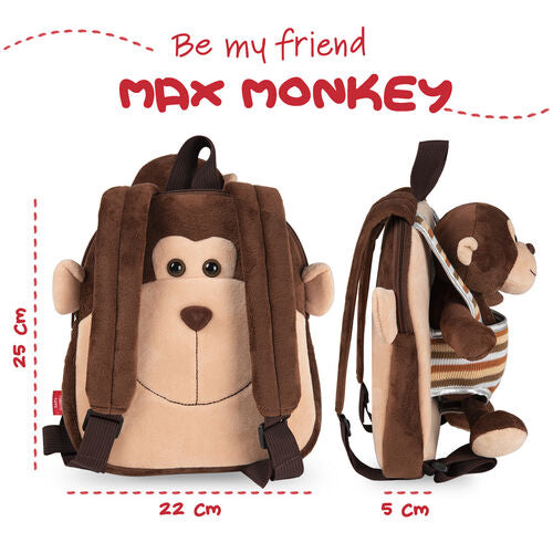 Mochila reversível + peluche Macaco Max 25cm