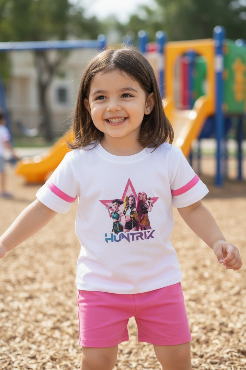 Conjunto T-Shirt + Calção Rosa