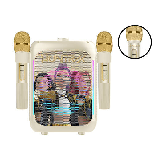 Conjunto de microfone e coluna de som LED Golden K-POP Demon Hunter para karaoke