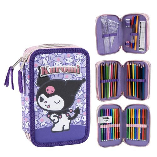 Kuromi Hello Kitty Triple Pencil Case