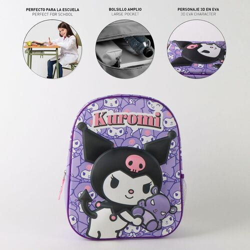 Mochila 3D Kuromi Hello Kitty 30cm