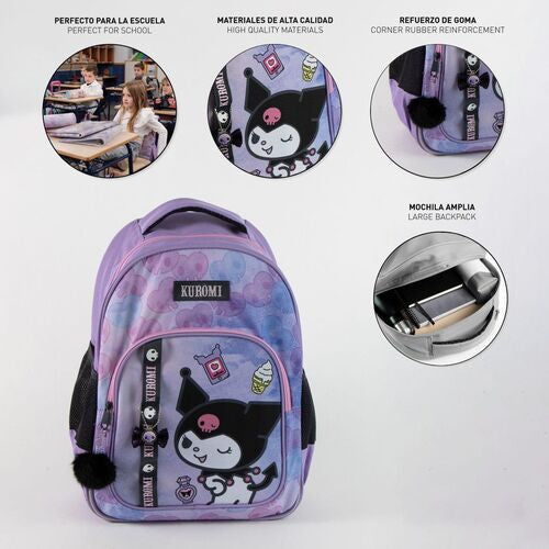 Mochila Kuromi Hello Kitty 42cm adaptável