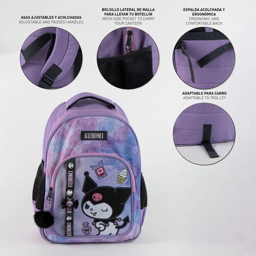 Mochila Kuromi Hello Kitty 42cm adaptável